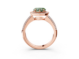 Rose gold Fancy Green Heart  Cut Halo Diamond Pave Band with Four-Prong Setting_3