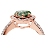 Rose gold Fancy Green Heart  Cut Halo Diamond Pave Band with Four-Prong Setting_4
