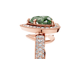 Rose gold Fancy Green Heart  Cut Halo Diamond Pave Band with Four-Prong Setting_5