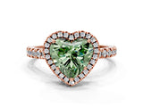 Rose gold Fancy Green Heart Cut Halo Diamond Pave Band with Prong Setting