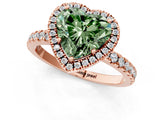 Rose gold Fancy Green Heart Cut Halo Diamond Pave Band with Prong Setting_1