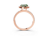 Rose gold Fancy Green Heart Cut Halo Diamond Pave Band with Prong Setting_3