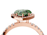 Rose gold Fancy Green Heart Cut Halo Diamond Pave Band with Prong Setting_4