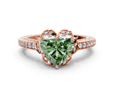 Rose gold Fancy Green Heart  Cut Halo Diamond Ring with Channel Set Band and Four-Prong Setting_30