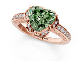 Rose gold Fancy Green Heart  Cut Halo Diamond Ring with Channel Set Band and Four-Prong Setting_31
