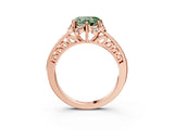 Rose gold Fancy Green Heart  Cut Halo Diamond Ring with Channel Set Band and Four-Prong Setting_33