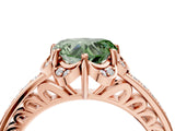Rose gold Fancy Green Heart  Cut Halo Diamond Ring with Channel Set Band and Four-Prong Setting_34