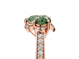 Rose gold Fancy Green Heart  Cut Halo Diamond Ring with Channel Set Band and Four-Prong Setting_35