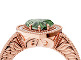 Rose gold Fancy Green Heart  Cut Halo Diamond Ring with Pavé Band and Four-Prong Setting_31