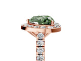Rose gold Fancy Green Heart Cut Halo Diamond Ring with Pavé Band and Three-Prong Setting_5