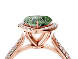 Rose gold Fancy Green Heart Cut Halo Diamond Ring with Pavé Band_4