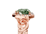 Rose gold Fancy Green Heart  Cut Halo Diamond Ring with Scrollwork Band and Four-Prong Setting_5