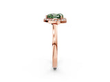 Rose gold Fancy Green Heart Cut Halo Diamond Ring with Solitaire Band and Prong Setting_2