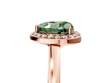 Rose gold Fancy Green Heart Cut Halo Diamond Ring with Solitaire Band and Prong Setting_5
