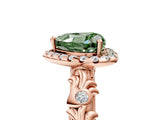 Rose gold Fancy Green Heart Cut Halo Diamond Solitaire with Filigree Band and Four-Prong Setting_5