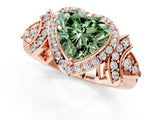 Rose gold Fancy Green Heart Cut Halo Diamond Split Shank Engagement Ring with Four-Prong Setting_1