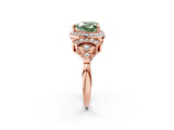 Rose gold Fancy Green Heart Cut Halo Diamond Split Shank Engagement Ring with Four-Prong Setting_2