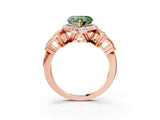 Rose gold Fancy Green Heart Cut Halo Diamond Split Shank Engagement Ring with Four-Prong Setting_3