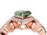 Rose gold Fancy Green Heart Cut Halo Diamond Split Shank Engagement Ring with Four-Prong Setting_4