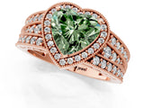 Rose gold Fancy Green Heart Cut Halo Diamond Split Shank Ring with Prong Setting_1
