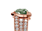 Rose gold Fancy Green Heart Cut Halo Diamond Split Shank Ring with Prong Setting_5