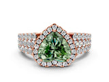 Rose gold Fancy Green Heart Cut Halo Pavé Diamond Engagement Ring with Split Shank and Four-Prong Setting_3