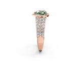 Rose gold Fancy Green Heart Cut Halo Pavé Diamond Engagement Ring with Split Shank and Four-Prong Setting_5
