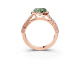 Rose gold Fancy Green Heart Cut Halo Pavé Diamond Engagement Ring with Split Shank and Four-Prong Setting_6