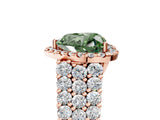 Rose gold Fancy Green Heart Cut Halo Pavé Diamond Engagement Ring with Split Shank and Four-Prong Setting_8