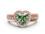 Rose gold Fancy Green Heart  Cut Halo Pave Band Four-Prong Ring_30