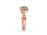 Rose gold Fancy Green Heart  Cut Halo Pave Band Four-Prong Ring_32