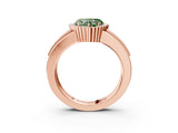 Rose gold Fancy Green Heart  Cut Halo Pave Band Four-Prong Ring_33