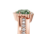 Rose gold Fancy Green Heart  Cut Halo Pave Band Four-Prong Ring_35