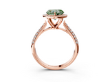 Rose gold Fancy Green Heart  Cut Halo Pave Band Four-Prong Setting Ring_3