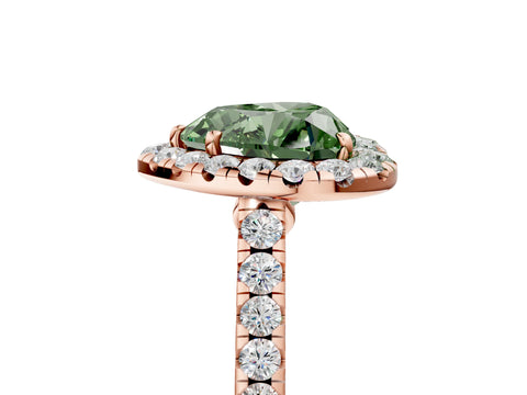 Rose gold Fancy Green Heart Cut Halo Pave Diamond Engagement Ring with Four-Prong Setting_5