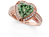 Rose gold Fancy Green Heart  Cut Halo Pave Split Shank Prong Setting Ring_36