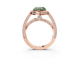 Rose gold Fancy Green Heart  Cut Halo Pave Split Shank Prong Setting Ring_38