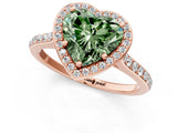 Rose gold Fancy Green Heart Cut Halo Round Diamond Pavé Band with Four-Prong Setting_4