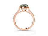 Rose gold Fancy Green Heart Cut Halo Round Diamond Pavé Band with Four-Prong Setting_6