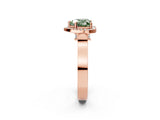 Rose gold Fancy Green Heart Cut Halo Round Diamond Twist Band with Four-Prong Setting_2