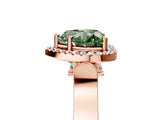 Rose gold Fancy Green Heart Cut Halo Round Diamond Twist Band with Four-Prong Setting_5
