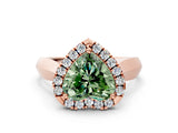 Rose gold Fancy Green Heart  Cut Halo Solitaire Engagement Ring with Square Band and Four-Prong Setting_66