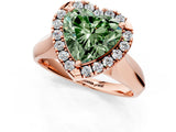 Rose gold Fancy Green Heart  Cut Halo Solitaire Engagement Ring with Square Band and Four-Prong Setting_67