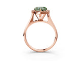 Rose gold Fancy Green Heart  Cut Halo Solitaire Engagement Ring with Square Band and Four-Prong Setting_69