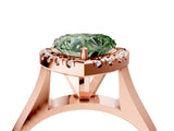 Rose gold Fancy Green Heart  Cut Halo Solitaire Engagement Ring with Square Band and Four-Prong Setting_70