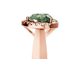 Rose gold Fancy Green Heart  Cut Halo Solitaire Engagement Ring with Square Band and Four-Prong Setting_71