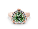 Rose gold Fancy Green Heart  Cut Halo Solitaire Engagement Ring with Square Band and Four-Prong Setting_76