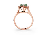 Rose gold Fancy Green Heart  Cut Halo Solitaire Engagement Ring with Square Band and Four-Prong Setting_79