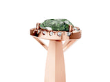 Rose gold Fancy Green Heart  Cut Halo Solitaire Engagement Ring with Square Band and Four-Prong Setting_81