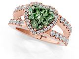 Rose gold Fancy Green Heart  Cut Halo Split Shank Diamond Ring with Four-Prong Setting_1